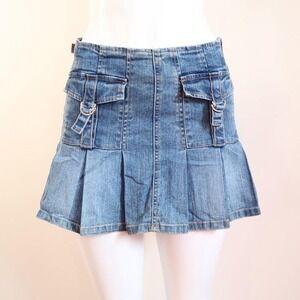y2k bongo pleated denim mini skirt cargo low rise bratz size 12